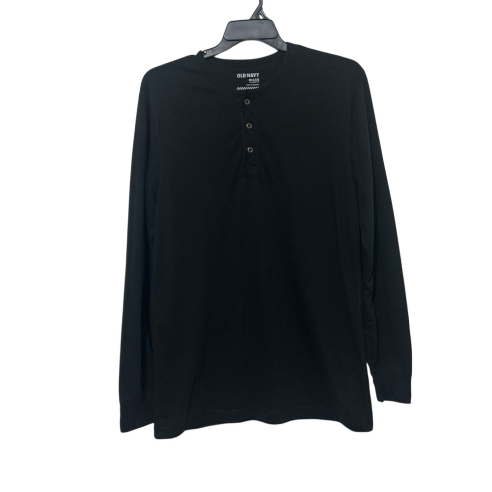 Old Navy Men's Large Tall Black Long Sleeve Henley Shirt